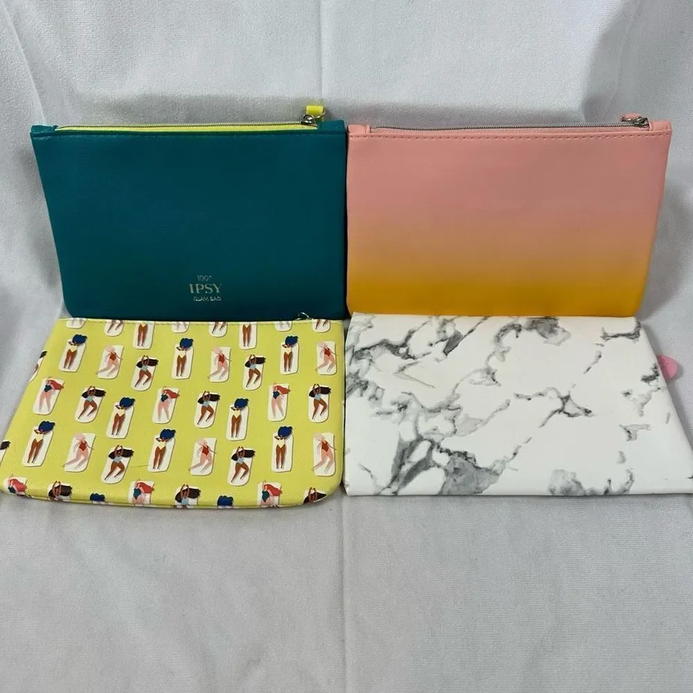 Cosmetic Makeup Zipper Bags Pouches Lot of 4 for Travel, Vacation, Purse NWOT